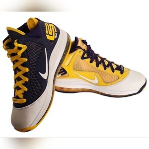 Nike Men’s Basketball Shoes — White, Yellow & Purple
